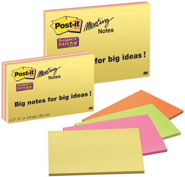 6845-SSP - 3M Post-It 149x200mm Diverse Kleuren 45vel 1st