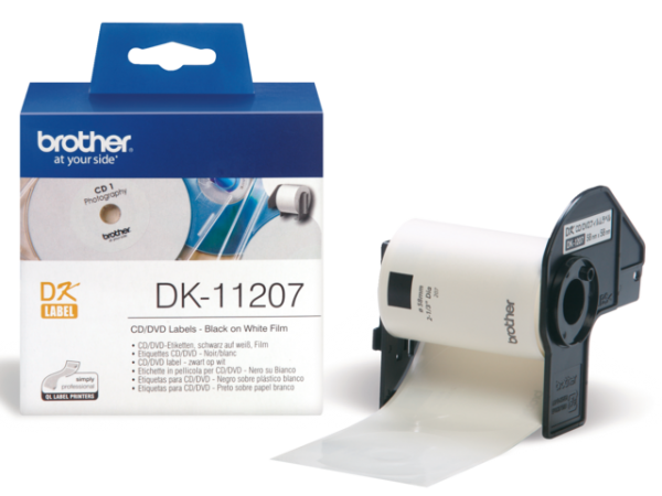 DK-11207 - Brother CD/DVD Etiket Papier DK 11207 Ø58mm 1st Wit 1Baans Op Rol