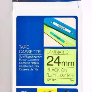 TZE-C51 - Brother Lettertape P-Touch 24mm 5m Fluorescent Geel Zwart
