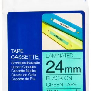 TZE-751 - Brother Lettertape P-Touch 24mm 8m Groen Zwart