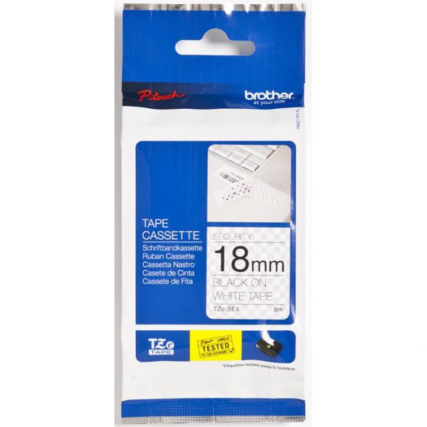 TZE-SE4 - Brother Lettertape P-Touch 18mm 8m Wit Zwart