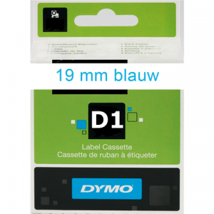 S0720840 - DYMO Lettertape D1 19mm 7m Wit Blauw Polyester 45804