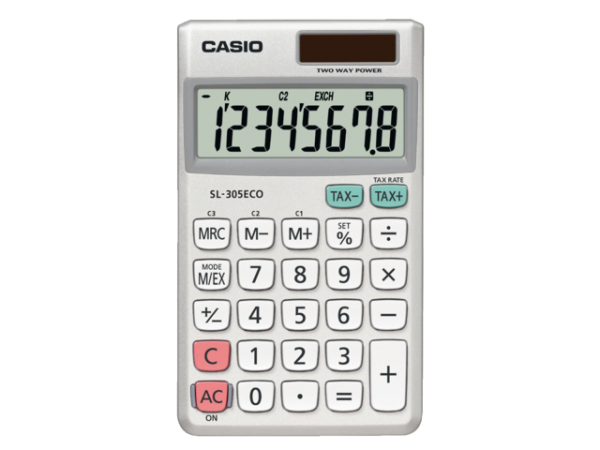 SL-305ECO - CASIO Zakcalculator SL-305ECO 8-Cijfers Zilver