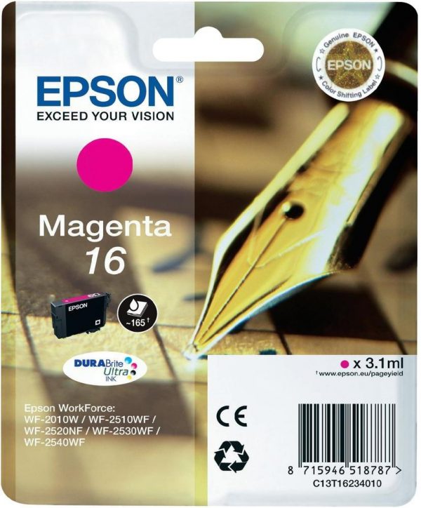 C13T16234022 - EPSON Inkt Cartridge 16 Magenta 3,1ml 165vel 1st