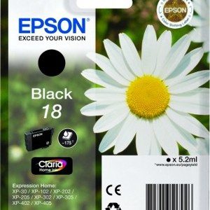 C13T18014022 - EPSON Inkt Cartridge 18 Black 5,2ml 175vel 1st