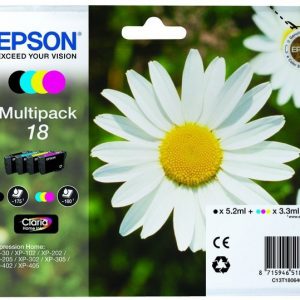 C13T18064022 - EPSON Inkt Cartridge 18 Black & Cyaan & Magenta & Yellow 15,1ml 1-Pack