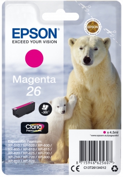 C13T26134022 - EPSON Inkt Cartridge 26 Magenta 4,5ml 300vel 1st
