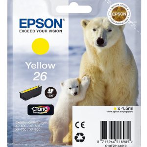 C13T26144022 - EPSON Inkt Cartridge 26 Yellow 4,5ml 300vel 1st