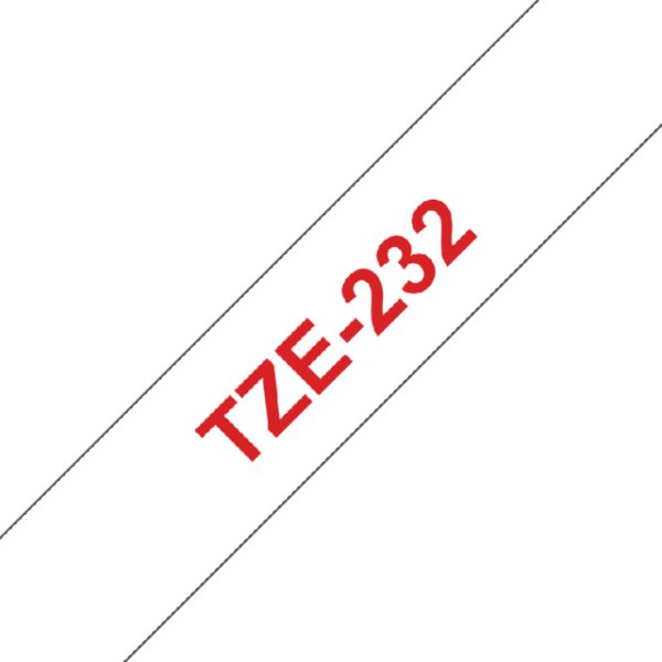 TZE-232 - Brother Lettertape P-Touch 12mm 8m Wit Rood