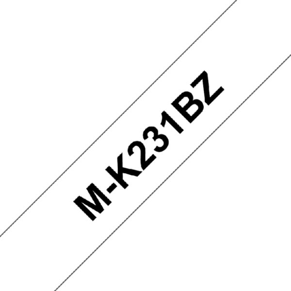 MK-231BZ - Brother Lettertape P-Touch 12mm 8m Wit Zwart Papier