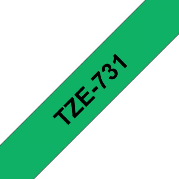 TZE-731 - Brother Lettertape P-Touch 12mm 8m Groen Zwart