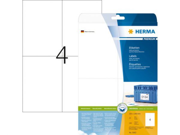 5063 - HERMA Etiket Premium 105x148mm 100st Wit 1 Pak