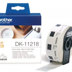 DK-11218 - Brother Etiket Rond Papier Permanent DK 11218 Ø24mm 1.000st Wit 1Baans Op Rol