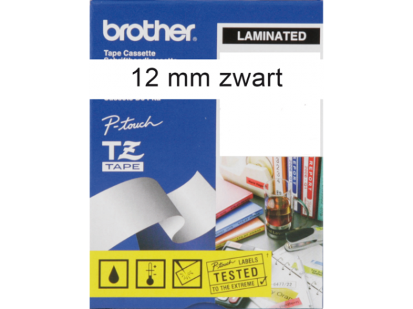 TZE-231 - Brother Lettertape P-Touch 12mm 8m Wit Zwart TZE-231