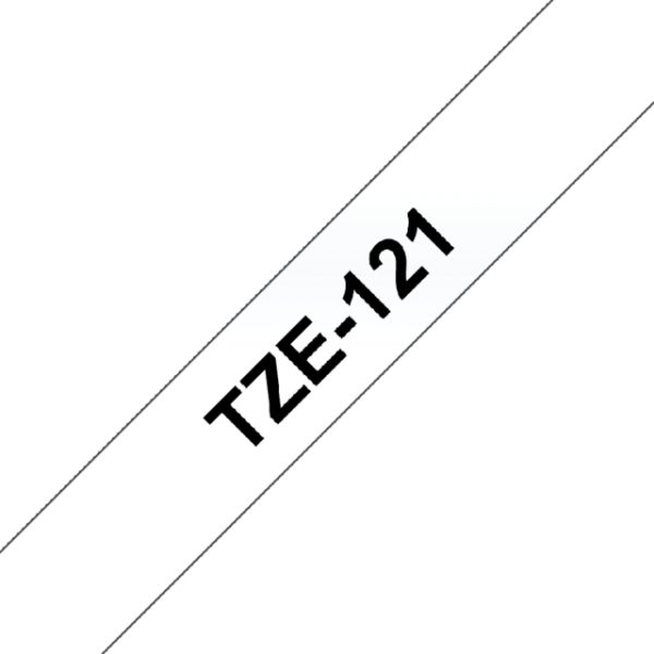 TZE-121 - Brother Lettertape P-Touch 9mm 8m Transparant Zwart Polyester