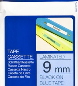 TZE-521 - Brother Lettertape P-Touch 9mm 8m Blauw Zwart