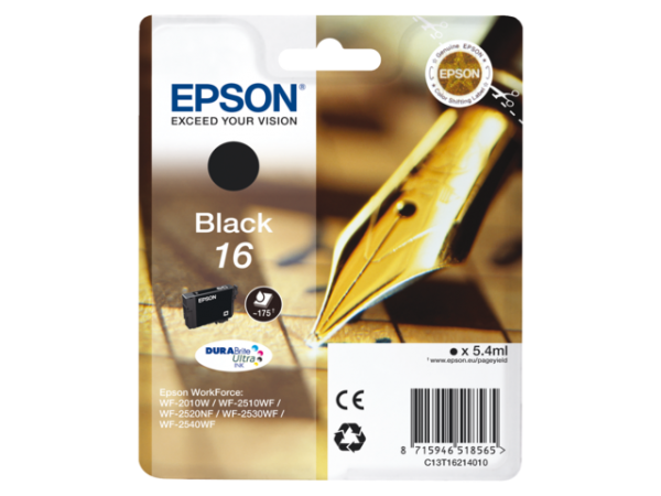 C13T16214010 - EPSON Inkt Cartridge 16 Black 5,4ml 1st