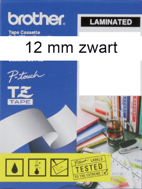 TZE-N231 - Brother Lettertape P-Touch 12mm 8m Wit Zwart