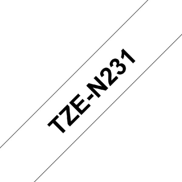TZE-N231 - Brother Lettertape P-Touch 12mm 8m Wit Zwart