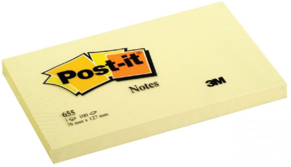 655 - 3M Post-It Memoblok 76x127mm Geel 1st