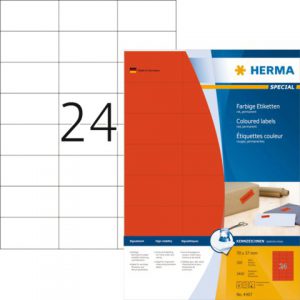 4407 - HERMA Gekleurde Etiketten Signalering 70x37mm 2.400st Rood 1 Pak
