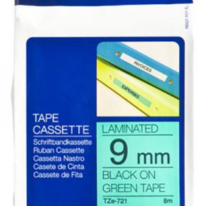 TZE-721 - Brother Lettertape P-Touch 9mm 8m Groen Zwart