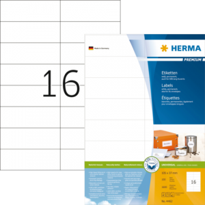 13HER4462 - HERMA Etiket Premium no:4462 105x37mm 1.600st Wit 1 Pak