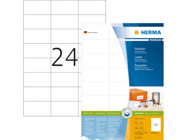 13HER4615 - HERMA Etiket Premium no:4615 70x37mm 4.800st Wit 1 Pak