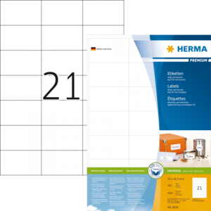 13HER4616 - HERMA Etiket Premium no:4616 70x42.3mm 4.200st Wit 1 Pak