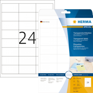 4681 - HERMA Speciaal Etiket Folie SuperPrint 66x33mm 600st Transparant 1 Pak