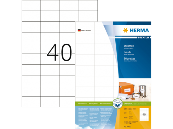 13HER4461 - HERMA Etiket Premium no:4461 52.5x29.7mm 4.000st Wit 1 Pak