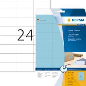 13HER4468 - HERMA Gekleurde Etiketten SuperPrint no:4468 70x37mm 480st Blauw 1 Pak