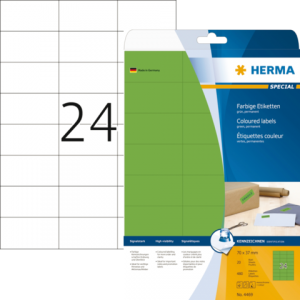 13HER4469 - HERMA Gekleurde Etiketten SuperPrint no:4469 70x37mm 480st Groen 1 Pak