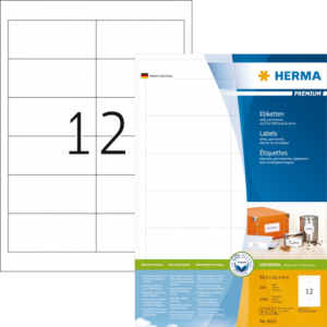 4623 - HERMA Etiket Premium 96.5x42.3mm 2.400st Wit 1 Pak