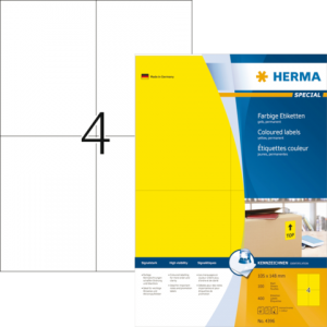 4396 - HERMA Gekleurde Etiketten Signalering 105x148mm 400st Geel 1 Pak