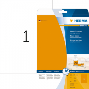5149 - HERMA Gekleurde Etiketten Signalering 210x297mm 20st Fluor Oranje 1 Pak