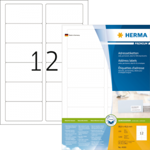 4666 - HERMA Speciaal Etiket Premium no:4666 88.9x46.6mm 1.200st Wit 1 Pak