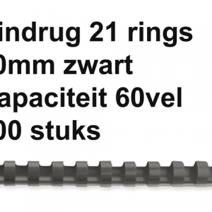 5346108 - FELLOWES Bindrug Kunststof A4 21-Rings 10mm 60vel Zwart 100st