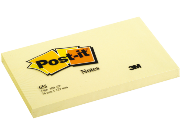 655 - 3M Post-It Memoblok 76x127mm Geel 1st