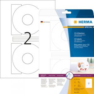 5079 - HERMA CD/DVD Etiket Papier Special Ø116mm 50st Wit 1 Pak