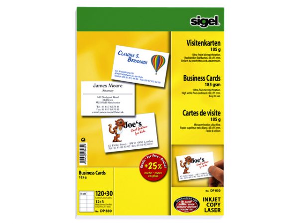 DP830 - SIGEL Visitekaartje 85x55mm Wit 150st