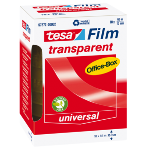 57372-00002-00 - TESA Plakband Film PP 15mmx66m Transparant 10st