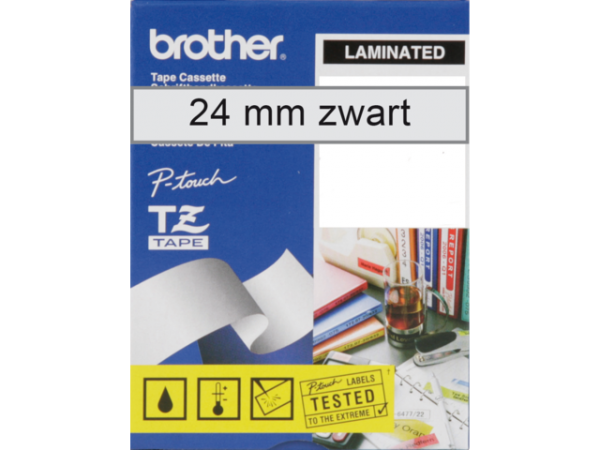 TZE-151 - Brother Lettertape P-Touch 24mm 8m Transparant Zwart Polyester