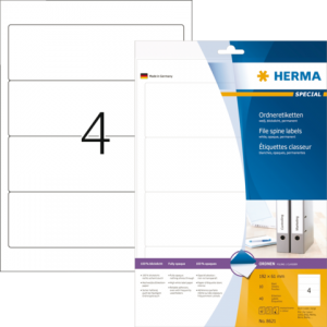 8621 - HERMA Rugetiketten SuperPrint no:8621 192x61mm 40st Wit 1 Pak