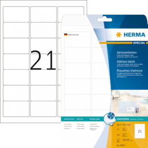 8838 - HERMA Speciaal Etiket no:8838 63.5x38.1mm 525st Wit 1 Pak