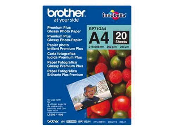 BP71GA4 - Brother Fotopapier Premium Plus A4 260g/m2 Gloss BP-71 20vel