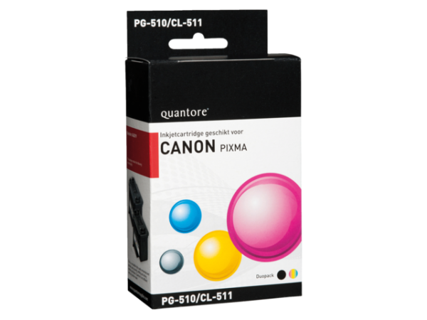 PRO1304 - Quantore Inkt Cartridge CAN PG-510 CL-511 Black & Cyaan & Magenta & Yellow Duopack