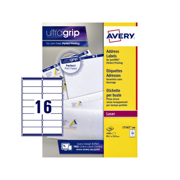 L7162 - AVERY Adres Etiket 99.1x33.9mm 1.600st Wit