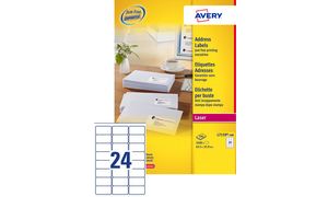 L7160-100 - AVERY Adres Etiket 63.5x38.1mm 2.100st Wit