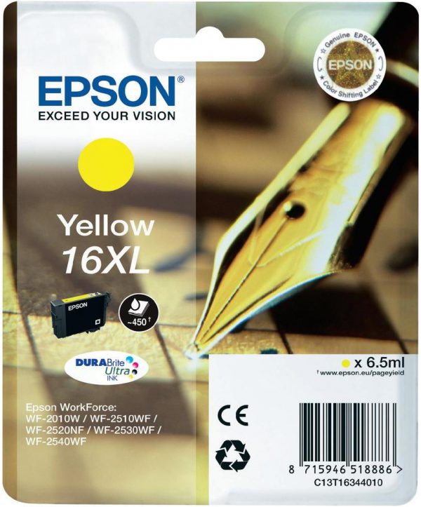 C13T16344010 - EPSON Inkt Cartridge Yellow 6,5ml 1st